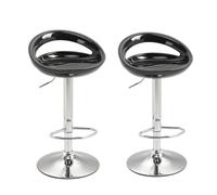 HOMCOM Set 2 Sgabelli da Bar Alti, Sgabelli Girevoli a 360°, con Schienale e Poggiapiedi, Altezza Regolabile, Base in Acciaio, per Sala da Pranzo e Cucina, 46x41x76-96cm, Nero