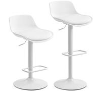 HOMCOM Set 2 Sgabelli da Bar con Schienale, Altezza Regolabile, Seduta Girevole in Pelle PU e Poggiapiedi, Bianco Aosom Italy