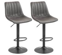 HOMCOM Set 2 Sgabelli da Bar con Schienale Altezza Regolabile Stile Industriale
