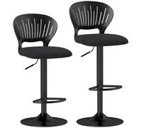 HOMCOM Set 2 Sgabelli da Bar Effetto Lino con Poggiapiedi 40.5x43x84-105 cm Nero