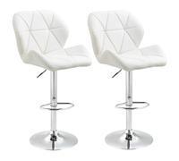 HOMCOM Set 2 Sgabelli da Bar Girevoli con Altezza Regolabile, Rivestimento Similpelle e Base Rotonda, 51.5x57.5x93-114.5cm, Bianco Aosom