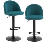 HOMCOM Set 2 Sgabelli da Bar Girevoli e Regolabili, Blu