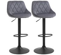 HOMCOM Set 2 Sgabelli da Bar Girevoli Effetto Velluto Grigio Altezza Regolabile