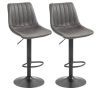 HOMCOM Set 2 Sgabelli da Bar in Stile Industriale Grigio Scuro