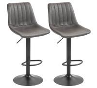 HOMCOM Set 2 Sgabelli da Bar con Schienale Altezza Regolabile Stile Industriale