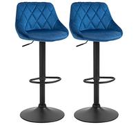 HOMCOM Set 2 Sgabelli da Bar Moderni 46x48x83-104cm Blu