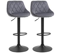 HOMCOM Set 2 Sgabelli da Bar Moderni 46x48x83-104cm Grigio e Nero