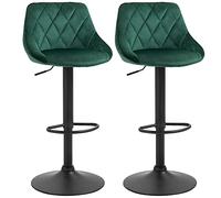 HOMCOM Set 2 Sgabelli da Bar Moderni 46x48x83-104cm Verde