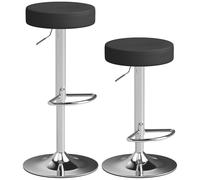 HOMCOM Set 2 Sgabelli da Bar Moderni e Regolabili, in Pelle PU, Spugna e Metallo, 38.5x38.5x62-84 cm, Nero Aosom Italy