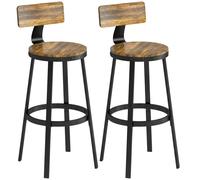 HOMCOM Set 2 Sgabelli da Bar Stile Rustico con Poggiapiedi, in Legno e Metallo, 37x47x96 cm, Marrone Aosom Italy