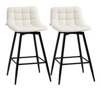 HOMCOM Set 2 Sgabelli da cucina e Bar con Schienale e Poggiapiedi, Sedie Imbottite Alte in Metallo e Velluto, Bianco Crema, 45x47x88 cm Aosom Italy