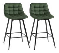 HOMCOM Set 2 Sgabelli da Cucina Stile Nordico in Tessuto Effetto Velluto Nero