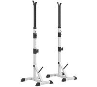 HOMCOM Set 2 Supporti Bilanciere in Acciaio 136-176cm Argento e Nero | Rack Bilanciere Regolabile, Supporto dei Dischi Palestra, 3 Ganci, Portata 200 kg