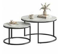 TAVOLINO HOMCOM di rotondi - MDF e metallo, 78.5x78.5cm, impilabili, effetto marmo