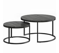 HOMCOM Set 2 Tavolini da Caffè Moderni, Tavolini Impilabili con Struttura in Metallo per Soggiorno, Camera da Letto, Ufficio, Nero Aosom Italy