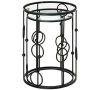 HOMCOM Set 2 Tavolini da Salotto Impilabili Metallo e Vetro Ø41x57cm e Ø36x51cm