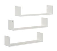 HOMCOM Set 3 Mensole da Parete Portaoggetti in Legno 80x18x18 cm Bianco