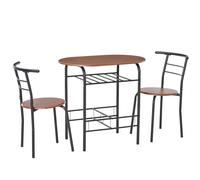 HOMCOM Set 3 Pezzi Mobili da Bar: 2 Sedie (49x43x75cm) 1 Tavolo (80x52x76cm)