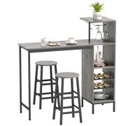 HOMCOM Set 3 pezzi sala da pranzo 6 piani, piccoli spazi, legno naturale