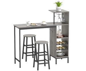 HOMCOM Set 3 pezzi sala da pranzo 6 piani, piccoli spazi, legno naturale