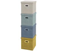 HOMCOM Set 4 Organizer per Armadi Colorati con Coperchio e Pieghevoli 30x30x29cm