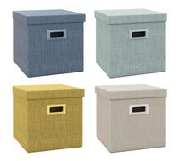 HOMCOM Set 4 Scatole per Armadi in Tessuto con Coperchio e Pieghevoli 30x30x29cm