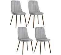 HOMCOM Set 4 Sedie da Cucina Moderne e Imbottite in Poliestere e Acciaio Grigio