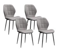 HOMCOM Set 4 Sedie da Pranzo Moderne con Rivestimento in Flanella, Grigio