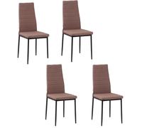 HOMCOM Set 4 Sedie Imbottite per Soggiorno Moderno in Metallo e Tessuto Cachi