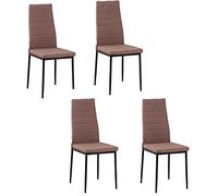 HOMCOM Set 4 Sedie Imbottite per Soggiorno o Sala da Pranzo, Sedie da Cucina Moderne, in Metallo e Tessuto Cachi