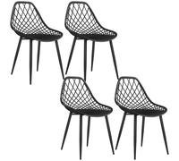 HOMCOM Set 4 Sedie Moderne con Schienale Traforato Plastica e Metallo