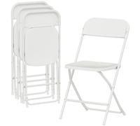 HOMCOM Set 4 Sedie Pieghevoli con Fori di Drenaggio 45x49x79.5 cm Bianco