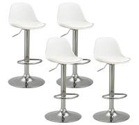 HOMCOM Set 4 Sgabelli da Bar con Schienale e Poggiapiedi, Sgabelli da Cucina Girevoli con Altezza Regolabile, 38x42x82-104cm, Bianco