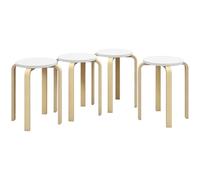 HOMCOM Set 4 Sgabelli Impilabili Rotondi Antiscivolo Ø40x45 cm Bianco