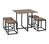 HOMCOM Set 5 Pz Tavolo con Sgabelli in Stile Industriale per Cucina