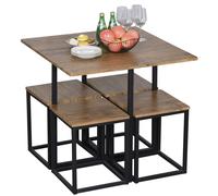 HOMCOM Set 5 Pz Tavolo con Sgabelli in Stile Industriale per Cucina