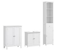 HOMCOM Set Arredamento Bagno con Mobile Sottolavabo, Armadietto 2 Ante e Colonna Bagno Salvaspazio in MDF, Bianco