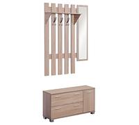 HOMCOM Set Arredo Guardaroba 3 in 1 Specchio 90 x 21.5 x 116cm Quercia
