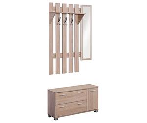 HOMCOM Set Arredo Guardaroba 3 in 1 Specchio 90 x 21.5 x 116cm Quercia