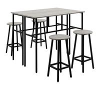 HOMCOM Set Bar 6 Pezzi con 4 Sgabelli da Bar e 2 Tavoli in Legno Truciolato