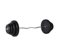 HOMCOM Set Bilanciare da 70kg con Barra Curva in Acciaio e 8 Dischi Pesi