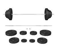 HOMCOM Set Bilanciere con Pesi da 70 kg con 8 Pesi, Nero | Bilanciere Palestra, Regolabile Antiscivolo, Barra Ø25 mm, Allenamento Palestra Casa Bodybulding Bracciate Squat Barra Curl
