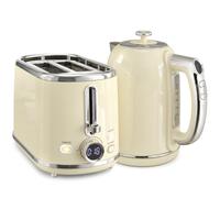 HOMCOM Set Bollitore 1,7 L e Tostapane con Display LED e Mantenimento Calore, Crema Aosom Italy