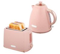 HOMCOM Set bollitore e tostapane 2200W rosa | 1.7L bollitore rapido, spegnimento automatico, tostapane 2 fette, 7 livelli, cassetto briciole, termostato