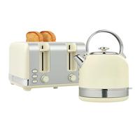 HOMCOM Set bollitore e tostapane da 2200 W, bollitore in acciaio inox da 1,7 L con isolamento e tostapane a 4 fette, 7 livelli di doratura, scongelamento, riscaldamento e vassoio raccoglibriciole,