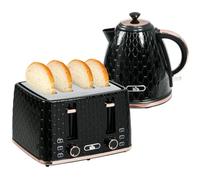 HOMCOM Set colazione bollitore e tostapane nero