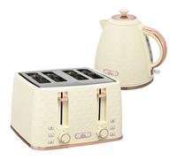 HOMCOM Set cucina 2-in-1, tostapane e bollitore, capacità 1,7 L, per 4 fette, in Plastica, Beige Aosom Italy