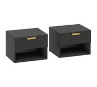 HOMCOM Set da 2 comodini sospesi, comodini da parete con cassetto e nicchia, moderno, 40x34x29cm, nero Aosom Italy