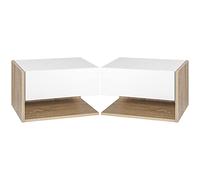 HOMCOM Set Da 2 Comodini Sospesi Con Cassetto Scorrevole Rovere Bianco