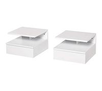 HOMCOM Set da 2 Comodini Sospesi per Camera da Letto, 2 Comodini per Camera da Letto, Moderni e di Design, con Cassetto e Mensola Superiore in Legno, 35x32x22.5cm, Bianco